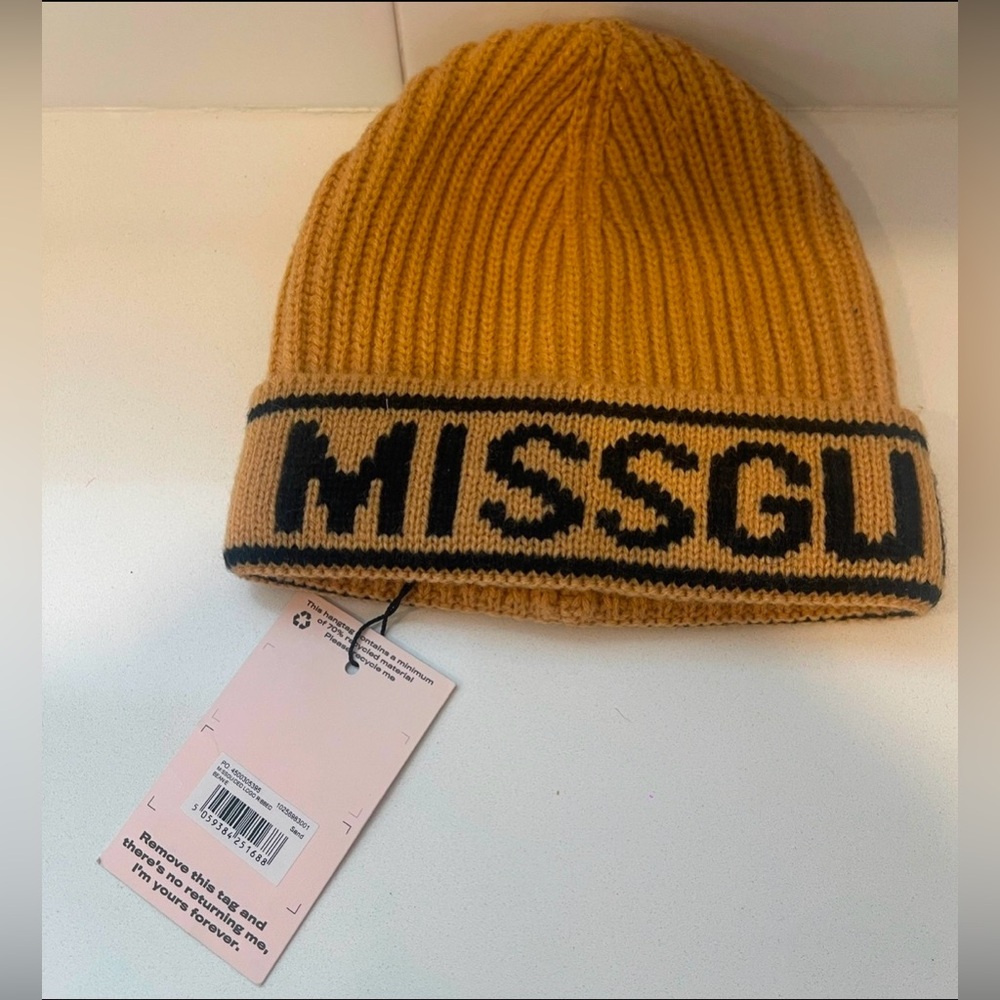 Missguided Ribbed Logo Beanie Hat